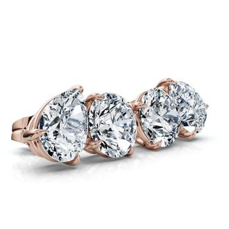 Pompeii3 1 1/3Ct Pear and Round Toi et Moi Diamond Earrings 14k Gold Lab Grown