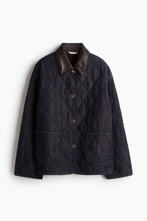 H&M Quilted Denim Jacket in Dark Denim Blue at Nordstrom, Size X-Small