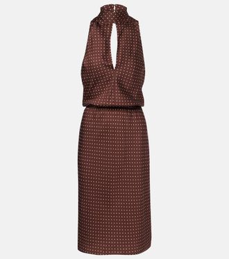 Poss&eacute; Phoebe polka-dot halterneck midi dress