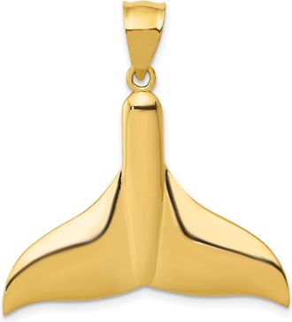 Diamond2Deal 14k Yellow Gold Solid Polished Large Whale Tail Pendant