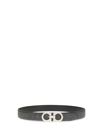 Ferragamo Black Gancini Logo Reversible Belt