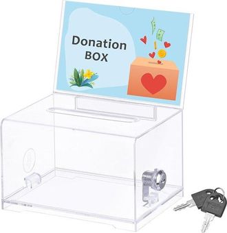 OEM Caja De Almacenamiento Transparente Con Cerradura Para Donaciones, Opiniones O Tarjetas De Visita