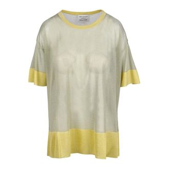 Alessia Santi Round-neck Knitwear, female, Yellow, Size: M Round-neck Lurex Knit