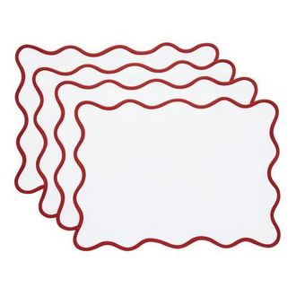 Solino Home Linen Placemats - Giselle Scallop Edge, 14 x 19 in Christmas White at Nordstrom, Size Medium