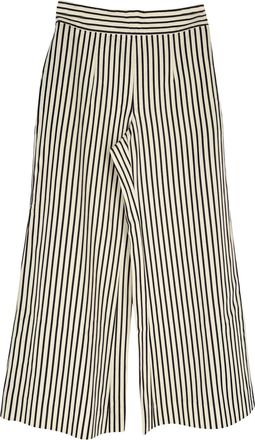 Carolina Herrera Striped Twill Wide-Leg Pants in White Viscose