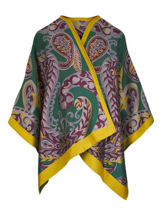Etro paisley-motif cape - Green
