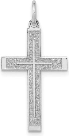 Diamond2Deal 14K White Gold Laser Designed Cross Pendant