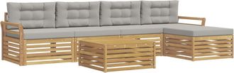 vidaXL Conjunto De Sof&aacute;s De Exterior 6 Uds. Blanco Y Gris Claro Vidaxl