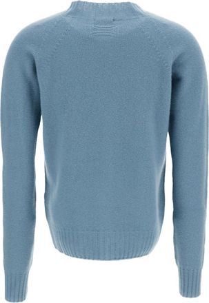 Drumohr Mock Neck Jersey-Knit Wool Sweater with Raglan Sleeves