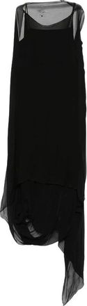 Staud Gekreelde jurk met hoge hals en midi-lengte - Dames - Casual kleedjes - Zwart - M - Kleedjes