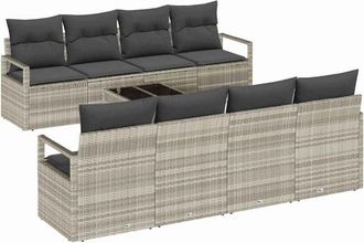 vidaXL Vidaxl - Garden Sofa Set 7 pcs Light grey 55 x 55 x 37 cm Poly Rattan