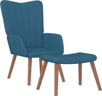 vidaXL Sill&oacute;n De Relax Con Taburete Terciopelo Azul Vidaxl