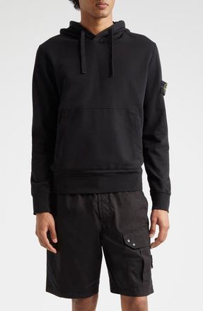 Stone Island Logo Patch Cotton Hoodie in Black at Nordstrom, Size Medium