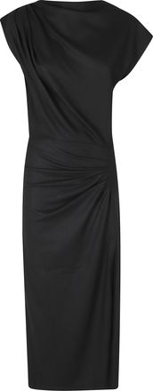 Isabel Marant Black Naerys Draped Flannel Jersey Ankle-Length Day Dress