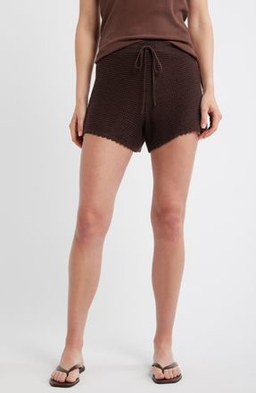 Marine Layer Celita Open Stitch Drawstring Shorts in Chocolate at Nordstrom, Size X-Large