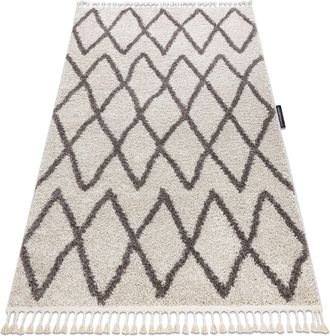 RugsX Rugsx - Alfombra Berber Beni Crema Franjas Bereber Marroqu&iacute; Shaggy Beige 160x220 Cm