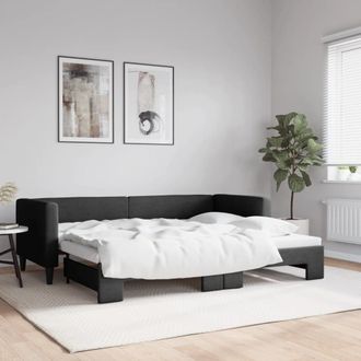 vidaXL Sof&aacute; Cama Nido Tela Negro 80x200 Cm Vidaxl