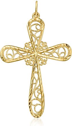 Ross-Simons Italian 10kt Yellow Gold Filigree Cross Pendant