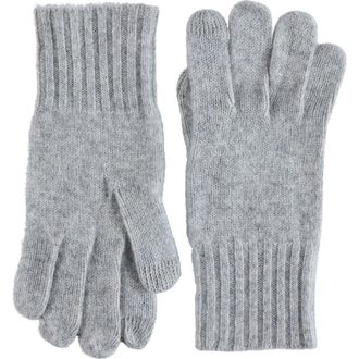 Amicale Cashmere Cashmere Rib Knit Gloves in Light Grey at Nordstrom Rack