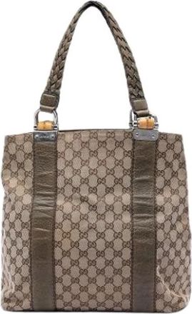 Gucci Pre-owned Tote Bags, female, Beige, Size: ONE SIZE Pre-owned Canvas Tote Bag