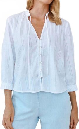 Bella Dahl 3/4 Sleeve Tie Neck Blouse In White