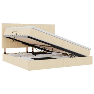 vidaXL Cama Con Almacenamiento Y Colch&oacute;n Crema 200 X 200 Cm Poli&eacute;ster Vidaxl