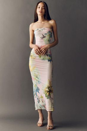 AFRM Strapless Mesh Midi Dress