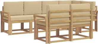 vidaXL Conjunto De Sof&aacute;s De Exterior 7 Uds. Y Beige Poli&eacute;ster Vidaxl