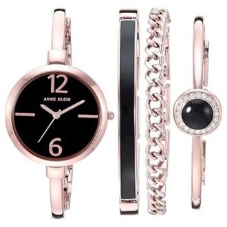 Anne Klein Womens Bangle Black Dial Watch