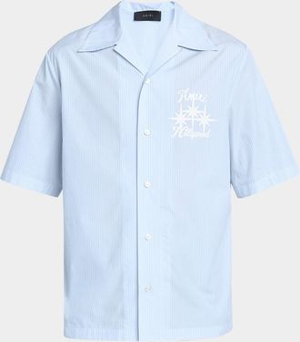 Amiri Mens Starburst Logo Poplin Camp Shirt