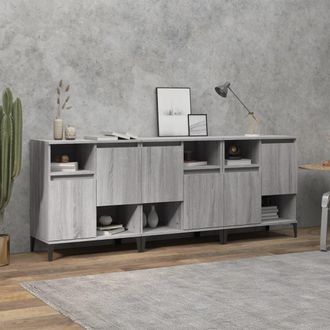 vidaXL Vidaxl - Aparadores 3 Uds Madera Contrachapada Gris Sonoma 60x35x70 Cm