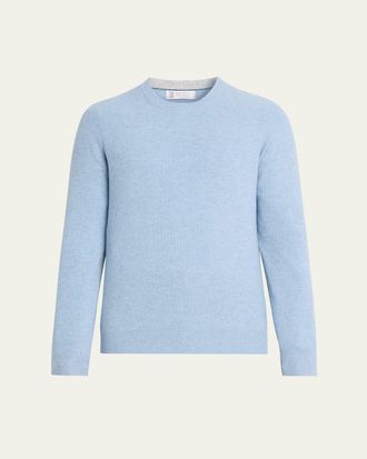 Brunello Cucinelli Mens Cashmere English Rib Crewneck Sweater