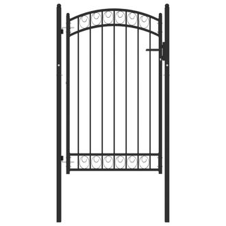 vidaXL Puerta De Jard&iacute;n Con Arco Superior Acero Negro 100x150 Cm Vidaxl
