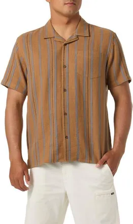 O'Neill OG Stripe Camp Shirt in Toffee at Nordstrom, Size Xx-Large