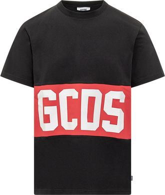 GCDS Black T-Shirt With Red Gcds Logo Headband