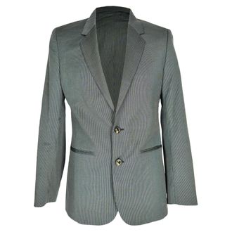Maison Margiela Single-Breasted Pinstripe Blazer in Navy Blue Wool