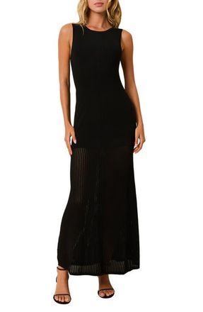 Solid & Striped Lucerne Sleeveless Mixed Media Maxi Dress in Noir at Nordstrom, Size X-Small