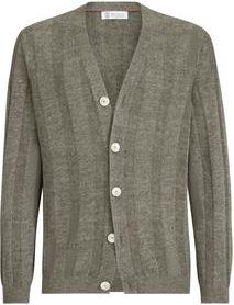Brunello Cucinelli Linen and cotton cardigan in Olive at Nordstrom, Size 48 It