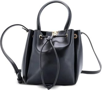 Burberry TB Drawstring Leather Mini bucket bag - Zwart
