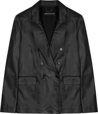 Department Five Black Arielle Double-Breasted Leather Blazer