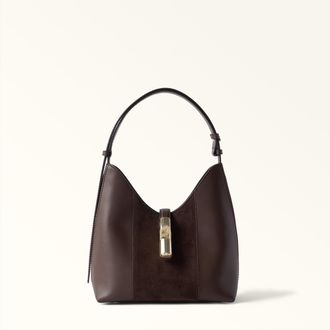 Furla Goccia Shoulder Bag S Toni Espresso Brown Sidney Calf Leather + Suede Woman