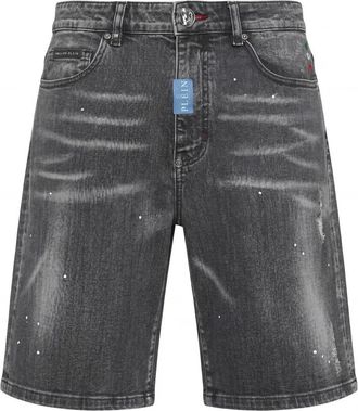Philipp Plein Korte Broeken, Heren, Zwart, W36, Denim, Denim Formentera Shorts Basic