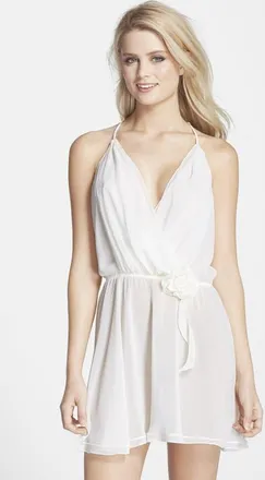 Flora Nikrooz Blossom II Chiffon Babydoll in Ivory at Nordstrom, Size Large