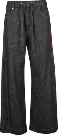 Brunello Cucinelli Pantalone - Dames - Wijde Broeken - Bruin - M - Katoen - Broeken