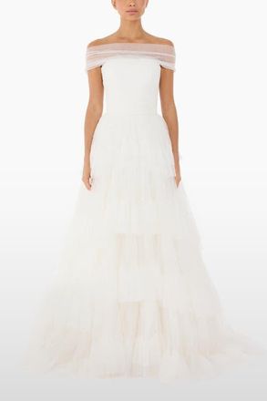 Jenny Packham Angel Falls Tiered Maxi Dress in Ivory at Nordstrom, Size 14 Uk