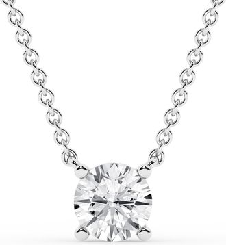 Grown Brilliance Solitaire 3/4 Lab Grown Round Diamond 18 Cable Chain, Pendant Necklace in Sterling Silver Jewelry for Women