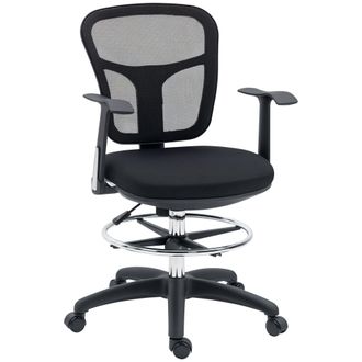 OEM Silla De Dibujo Ergon&oacute;mica De Malla Giratoria Con Reposabrazos Y Reposapi&eacute;s Ajustable 59x59x95-115 Cm Negro