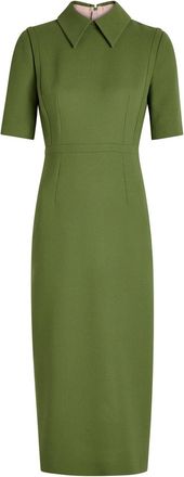 Emilia Wickstead Valetta Wool-crepe Midi Dress - Olive - 16 (UK16 / XL)
