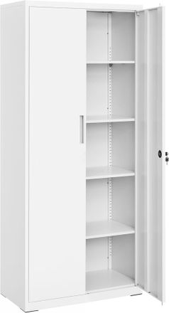 Songmics Armario de garaje con 2 puertas de acero blanco