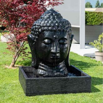 Wanda Collection Fuente De Jard&iacute;&shy;n Rostro De Buda 1,30 M Negro